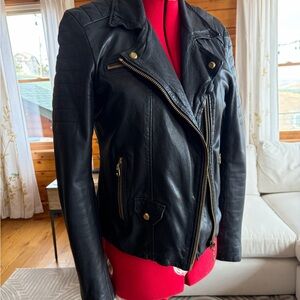 Women's Black Leather Biker Jacket